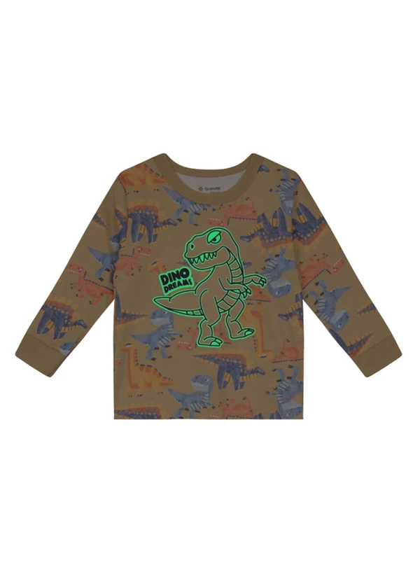 Brandili - Pijama Infantil Dino Brilha no Escuro Amarelo 5