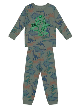 Brandili - Pijama Infantil Dino Brilha no Escuro Azul - BRANDILI