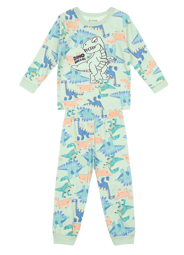 Brandili - Pijama Infantil Dino Brilha no Escuro Azul