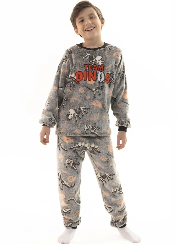 Magicamente Kids - Pijama Infantil em Fleece Masculino - Time Jurássico
