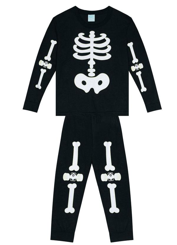 Kyly - Pijama Infantil Esqueleto Menino Preto