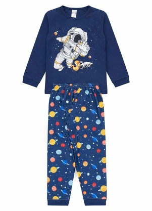 Atelie da Crianca - Pijama Infantil Inverno Astronauta Azul - ATELIE DA CRIANCA