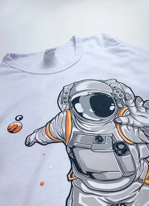 Atelie da Crianca - Pijama Infantil Inverno Astronauta Branco - ATELIE DA CRIANCA
