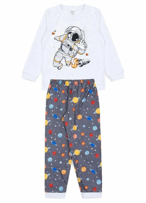 Atelie da Crianca - Pijama Infantil Inverno Astronauta Branco