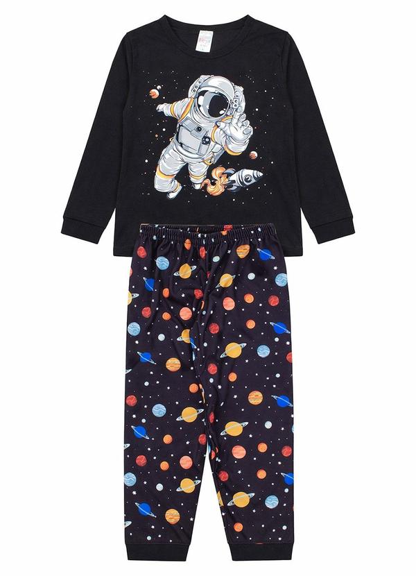 Atelie da Crianca - Pijama Infantil Inverno Astronauta Preto