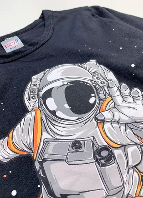Atelie da Crianca - Pijama Infantil Inverno Astronauta Preto