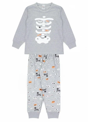Atelie da Crianca - Pijama Infantil Inverno Esqueleto Cinza - ATELIE DA CRIANCA