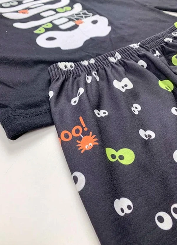 Atelie da Crianca - Pijama Infantil Inverno Esqueleto Preto 3