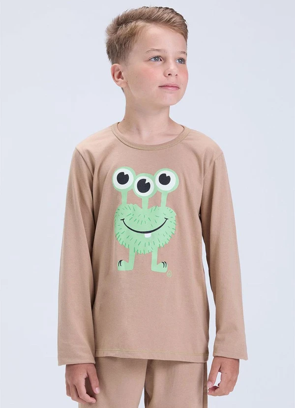 Vida Costeira - Pijama Infantil Inverno Etzinho Brilha no Bege 2