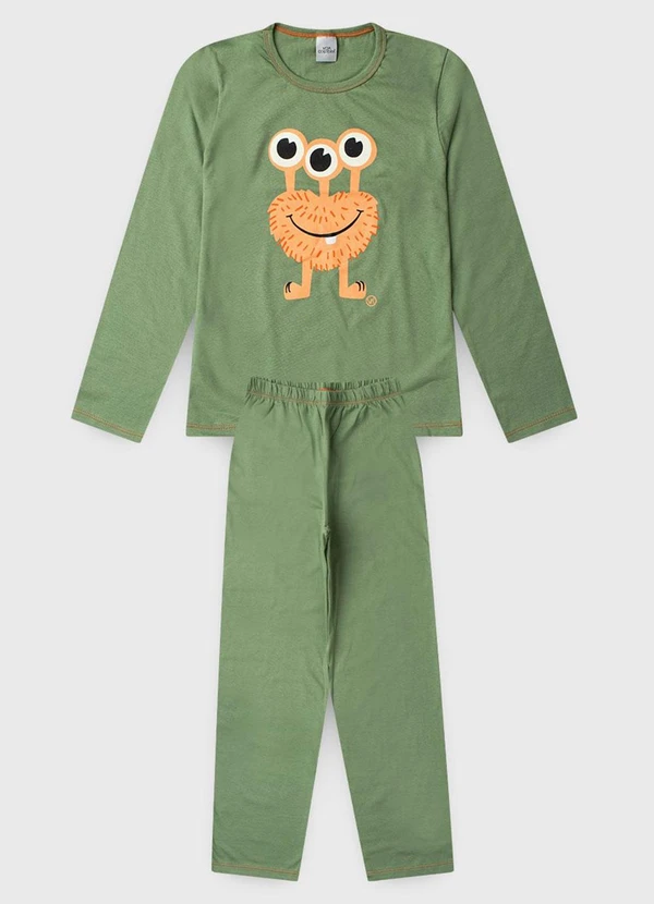Vida Costeira - Pijama Infantil Inverno Etzinho Brilha no  Verde 4