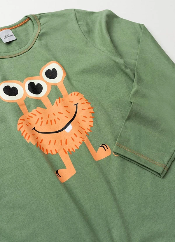 Vida Costeira - Pijama Infantil Inverno Etzinho Brilha no  Verde 5