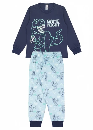 Atelie da Crianca - Pijama Infantil Inverno Game Night Azul - ATELIE DA CRIANCA