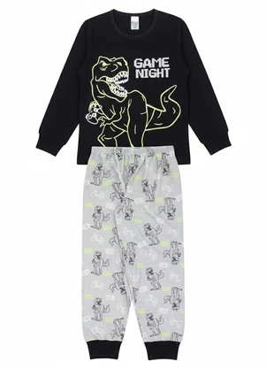 Atelie da Crianca - Pijama Infantil Inverno Game Night Preto - ATELIE DA CRIANCA