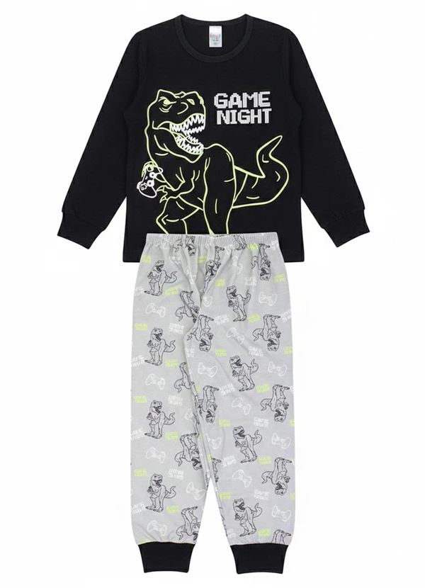 Atelie da Crianca - Pijama Infantil Inverno Game Night Preto