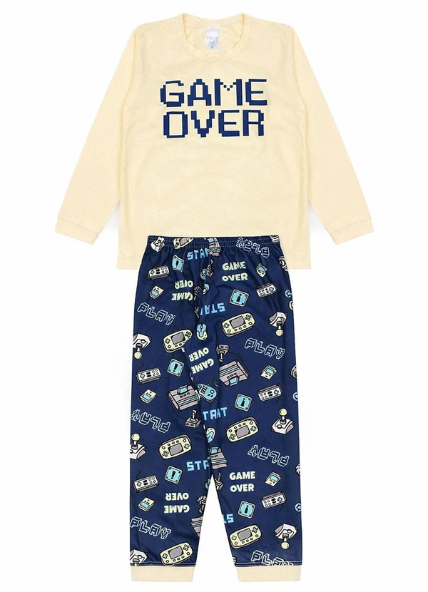 Atelie da Crianca - Pijama Infantil Inverno Game Over Amarelo
