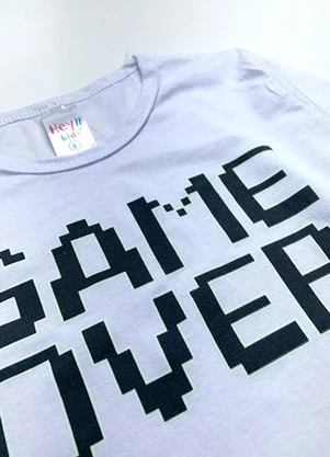 Atelie da Crianca - Pijama Infantil Inverno Game Over Branco - ATELIE DA CRIANCA