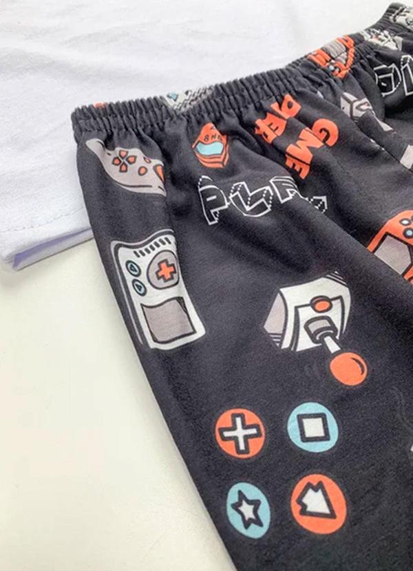 Atelie da Crianca - Pijama Infantil Inverno Game Over Branco 3