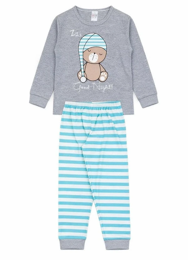 Atelie da Crianca - Pijama Infantil Inverno Good Night Cinza