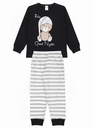 Atelie da Crianca - Pijama Infantil Inverno Good Night Preto - ATELIE DA CRIANCA