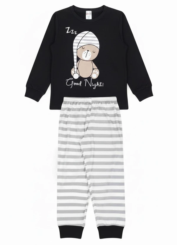 Atelie da Crianca - Pijama Infantil Inverno Good Night Preto 1