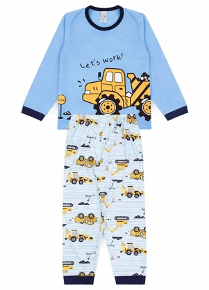 Atelie da Crianca - Pijama Infantil Inverno Let'S Work Azul - ATELIE DA CRIANCA