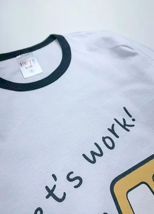 Atelie da Crianca - Pijama Infantil Inverno Let'S Work Branco - ATELIE DA CRIANCA