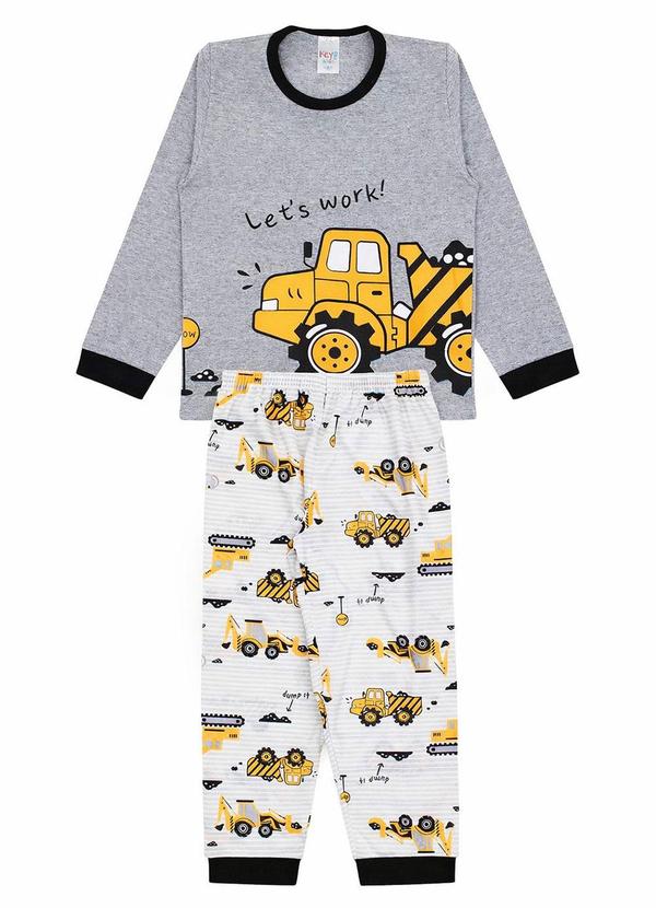 Atelie da Crianca - Pijama Infantil Inverno Let'S Work Cinza