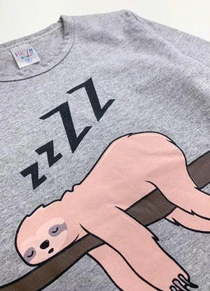Atelie da Crianca - Pijama Infantil Inverno Preguiça Cinza - ATELIE DA CRIANCA