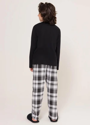 Espaço Pijama - Pijama Infantil Manga Longa com Calça Preto - ESPAÇO PIJAMA