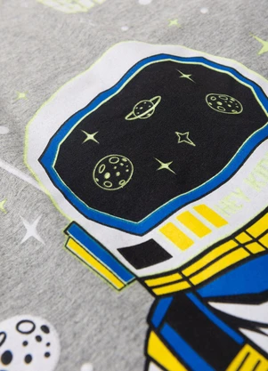 Atelie da Crianca - Pijama Infantil Masculino Astronauta Cinza - ATELIE DA CRIANCA