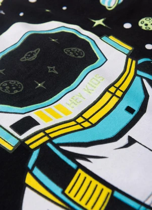 Atelie da Crianca - Pijama Infantil Masculino Astronauta Preto - ATELIE DA CRIANCA