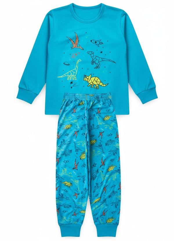 Atelie da Crianca - Pijama Infantil Masculino Dinossauros Azul