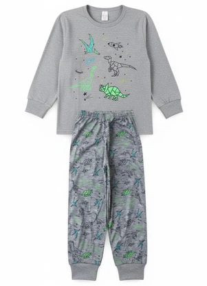 Atelie da Crianca - Pijama Infantil Masculino Dinossauros Cinza - ATELIE DA CRIANCA