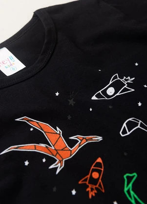 Atelie da Crianca - Pijama Infantil Masculino Dinossauros Preto - ATELIE DA CRIANCA