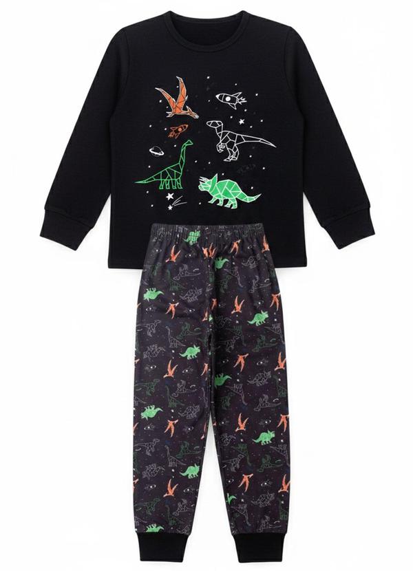 Atelie da Crianca - Pijama Infantil Masculino Dinossauros Preto