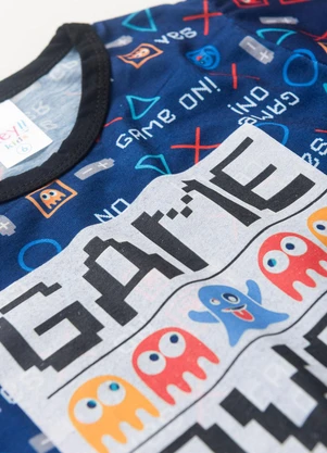 Atelie da Crianca - Pijama Infantil Masculino Game Over Azul - ATELIE DA CRIANCA