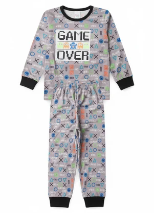 Atelie da Crianca - Pijama Infantil Masculino Game Over Cinza - ATELIE DA CRIANCA