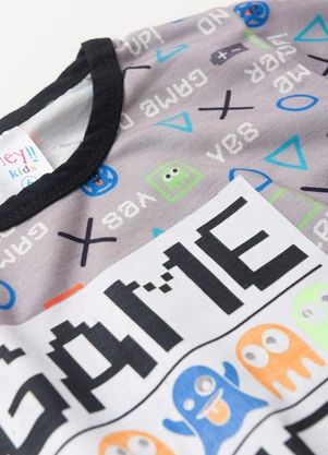 Atelie da Crianca - Pijama Infantil Masculino Game Over Cinza - ATELIE DA CRIANCA