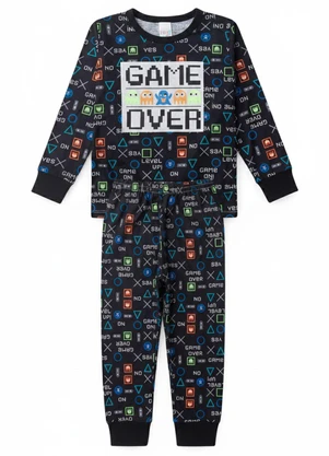 Atelie da Crianca - Pijama Infantil Masculino Game Over Preto - ATELIE DA CRIANCA