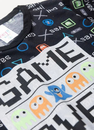 Atelie da Crianca - Pijama Infantil Masculino Game Over Preto - ATELIE DA CRIANCA