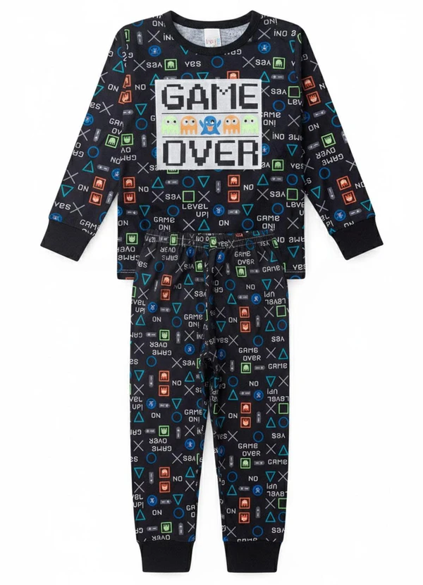 Atelie da Crianca - Pijama Infantil Masculino Game Over Preto