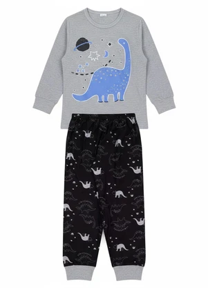 Atelie da Crianca - Pijama Infantil Masculino Inverno Dino Cinza - ATELIE DA CRIANCA