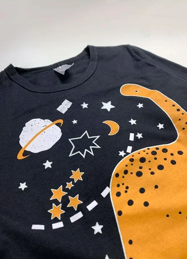 Atelie da Crianca - Pijama Infantil Masculino Inverno Dino Preto 2