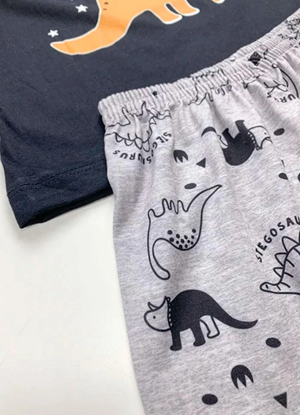 Atelie da Crianca - Pijama Infantil Masculino Inverno Dino Preto 3