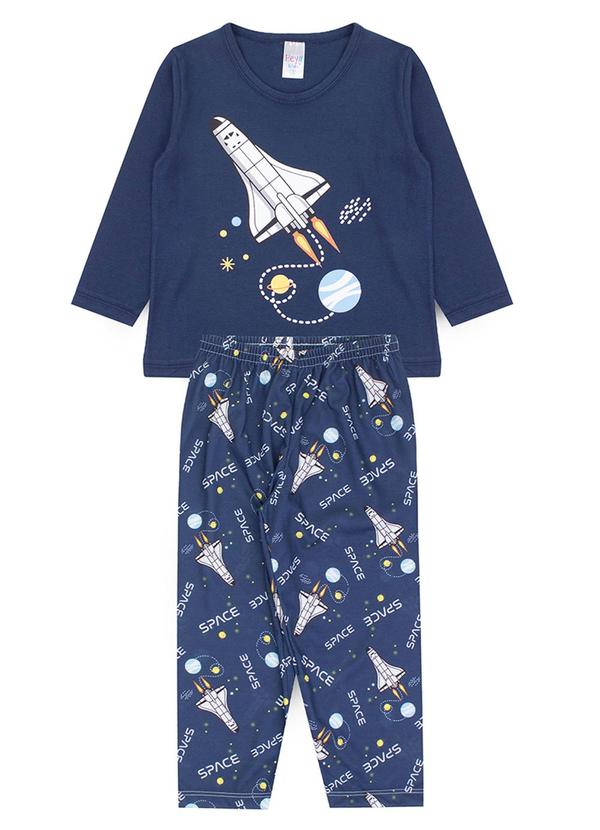 Atelie da Crianca - Pijama Infantil Masculino Inverno Foguete Azul