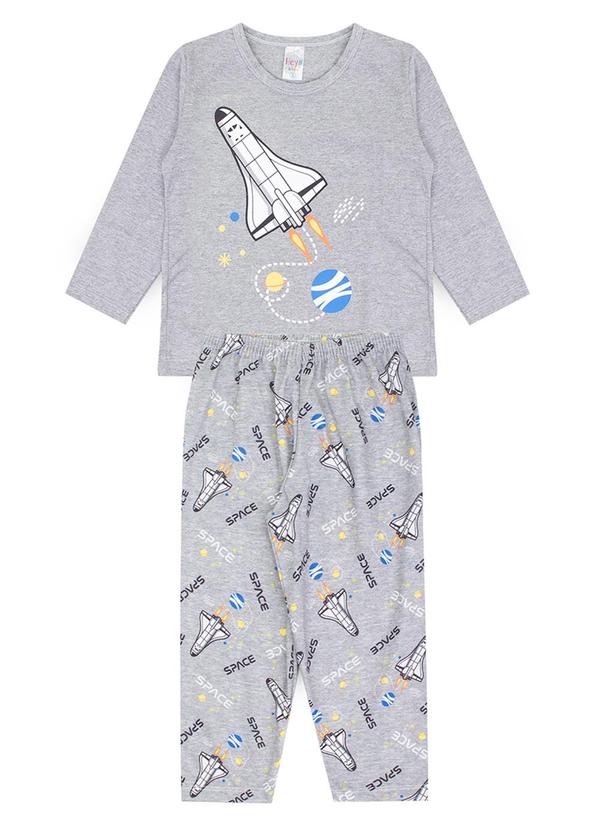 Atelie da Crianca - Pijama Infantil Masculino Inverno Foguete Cinza