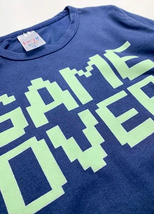 Atelie da Crianca - Pijama Infantil Masculino Inverno Game Over Azul - ATELIE DA CRIANCA