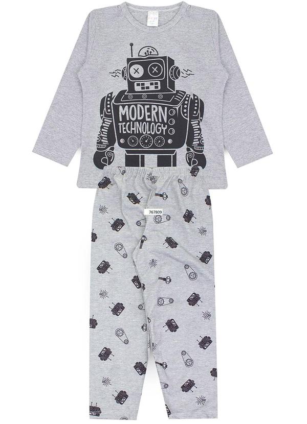 Atelie da Crianca - Pijama Infantil Masculino Inverno Robô Preto