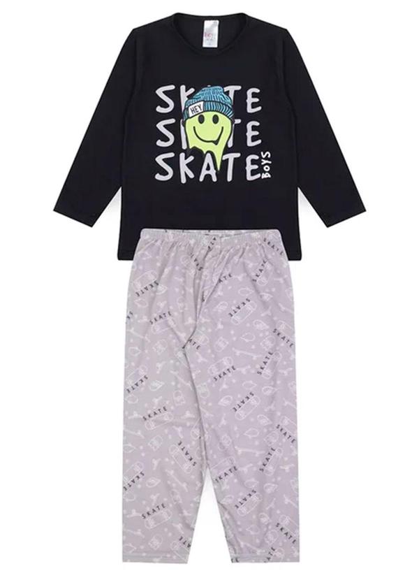 Atelie da Crianca - Pijama Infantil Masculino Inverno Skate Preto 1