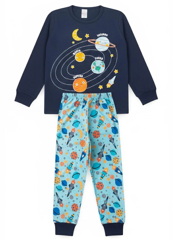 Atelie da Crianca - Pijama Infantil Masculino Planetas Azul